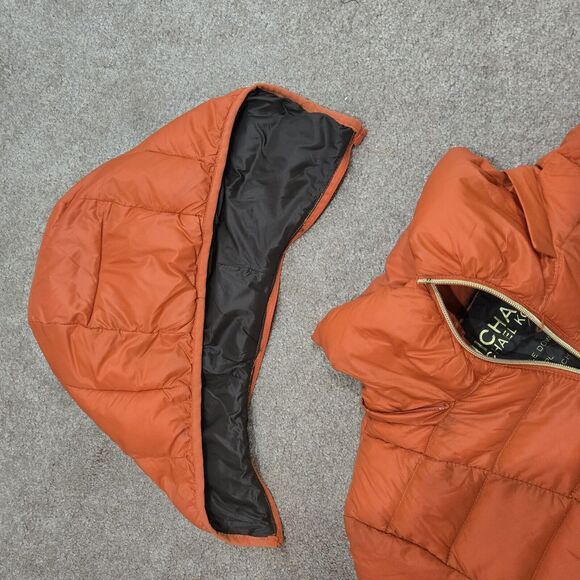 Michael Kors Down Packable Jacket Coat Orange Removable Hood Puffer PL - Picture 10 of 16